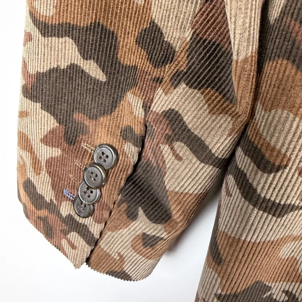 TailorByrd Camo Corduroy Blazer Brown Heritage Ivy Prep Sport Coat Mens 40R